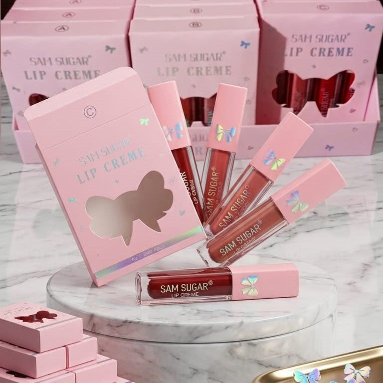 Sam Sugar Lip Crème – Matte Liquid Lipstick Pack of 4 | Long-Lasting Multi Shades