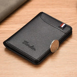Slim Card Holder Wallet for Men with Cash Pocket, ID Window & Hidden Card Slot - Black