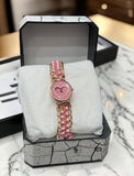 Women's Pink Heart Dial Watch – Rose Gold Chain Strap
