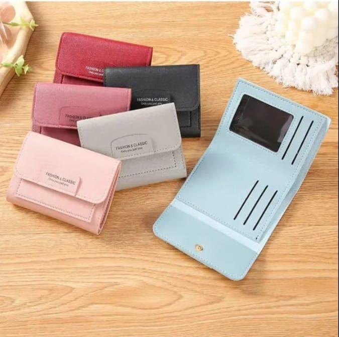 Women's Leather Tri-Fold Wallet – ID Window & Card Pockets