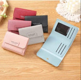 Women's Leather Tri-Fold Wallet – ID Window & Card Pockets