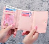Women's Leather Tri-Fold Wallet – ID Window & Card Pockets
