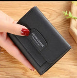 Women's Leather Tri-Fold Wallet – ID Window & Card Pockets