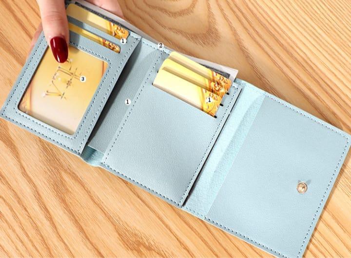 Women's Leather Tri-Fold Wallet – ID Window & Card Pockets