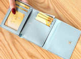 Women's Leather Tri-Fold Wallet – ID Window & Card Pockets