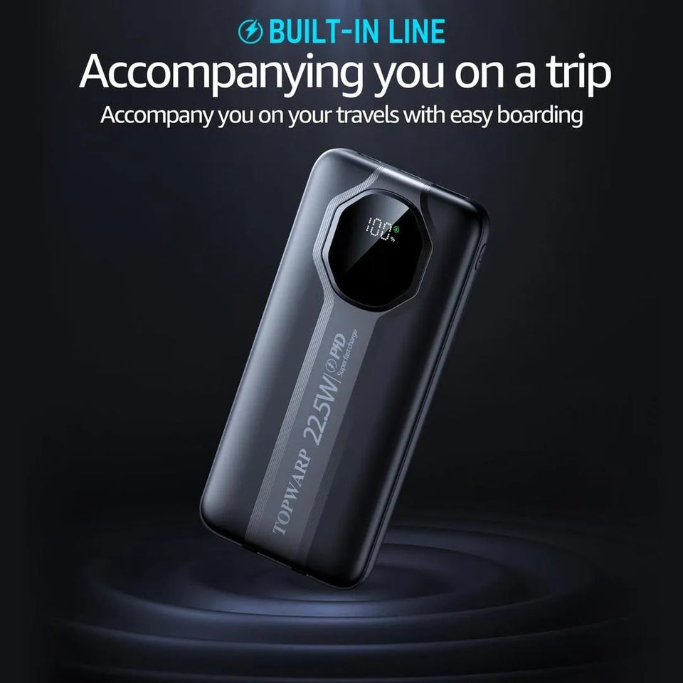 Fone Stop 20000mAh Power Bank with PD Fast Charging & Dual Built-in Cables