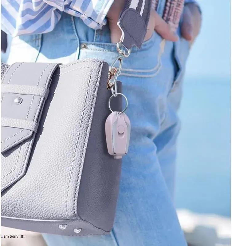USB-C Keychain Power Bank Black Pink Compact